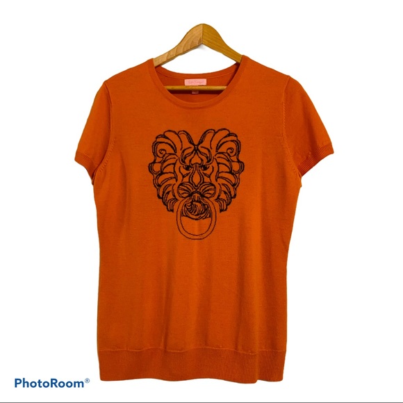 Lilly Pulitzer Sweaters - Lilly Pulitzer orange lion merino wool sweater